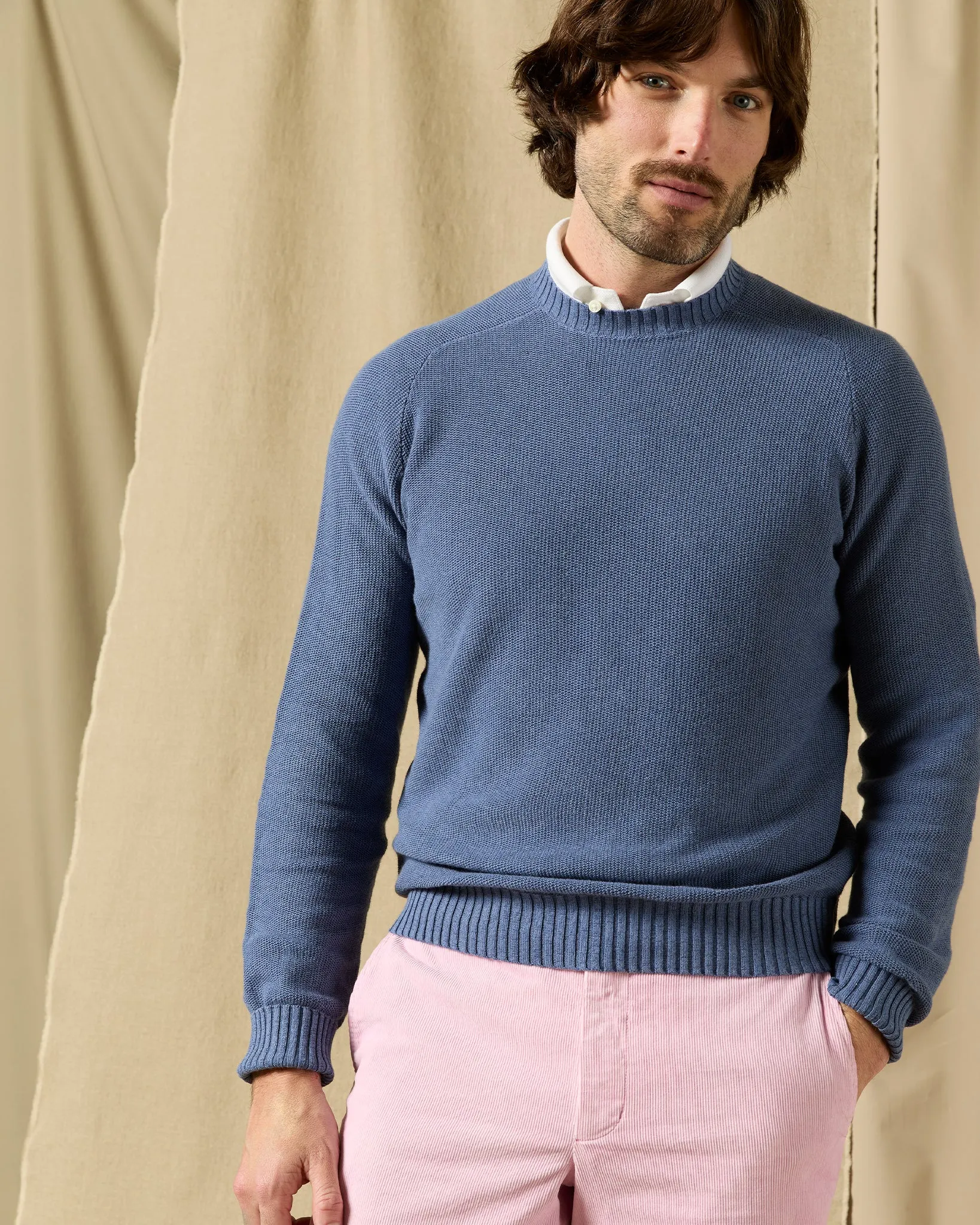 Lightweight Beach Crewneck Sweater in Heathered Ink Cotton/Linen sold by Mashburn product image thumbnail 2