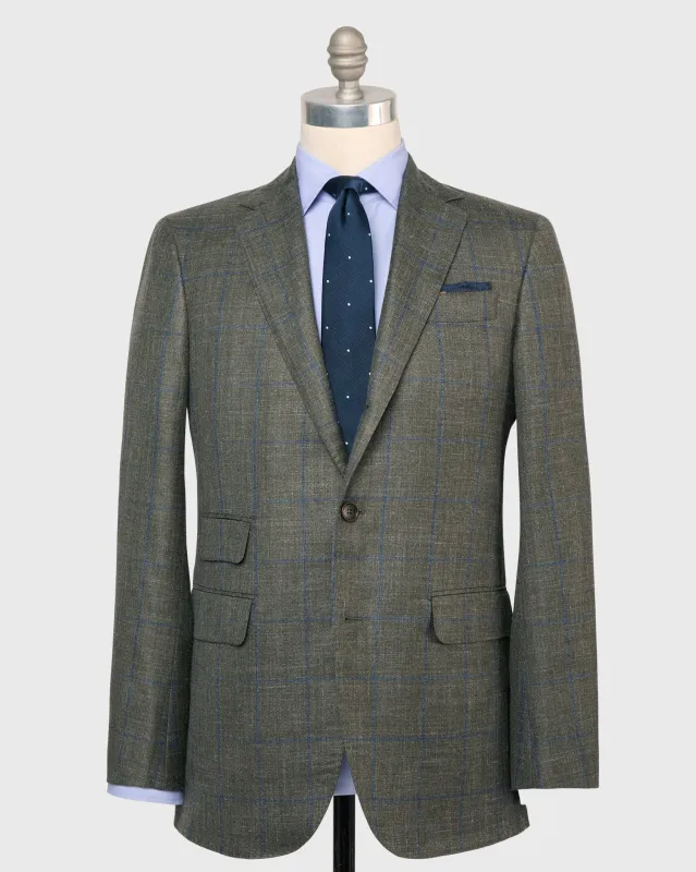 Virgil No. 2 Jacket in Olive/Blue Plaid Twill sold by Mashburn