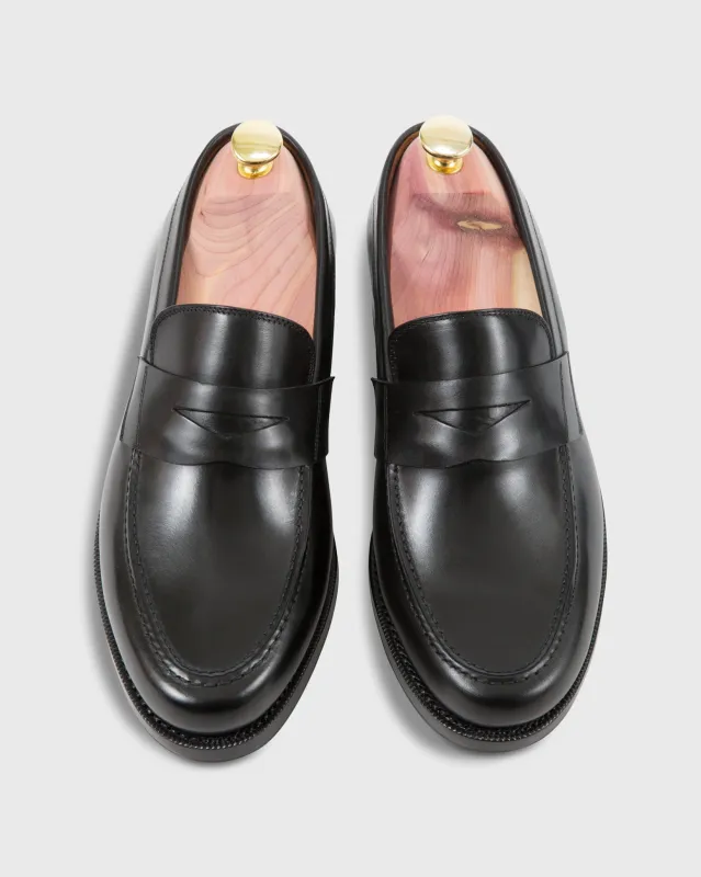 Italian Penny Loafer in Black Calfskin sold by Mashburn