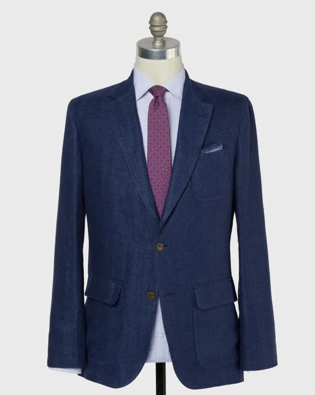 Ghost Blazer in Blue Herringbone sold by Mashburn