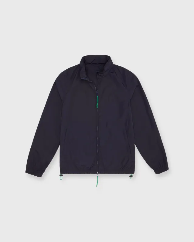 Hooded Track Jacket in Navy Nylon made by Sid Mashburn