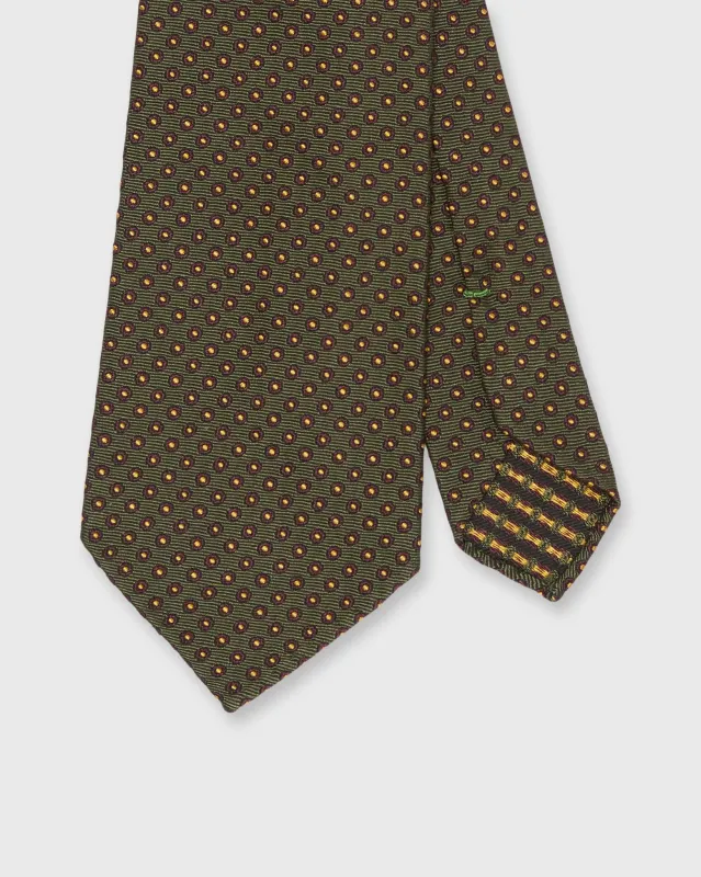 Silk Woven Tie in Olive/Burgundy/Gold Circle sold by Mashburn
