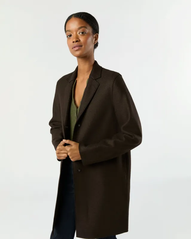 Cocoon Coat in Dark Brown sold by Mashburn