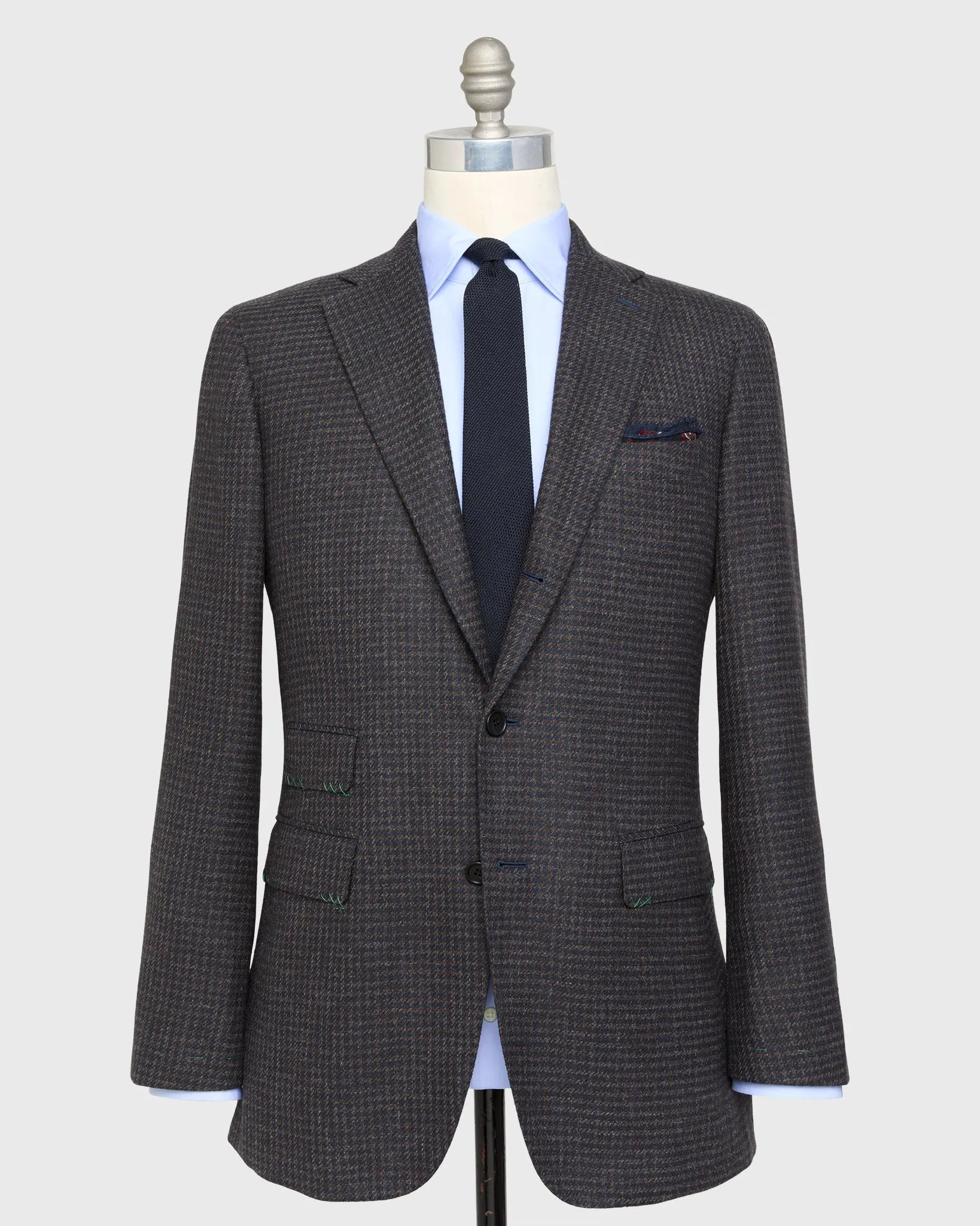 Virgil No. 3 Jacket in Chocolate/Navy Houndstooth Hopsack sold by Mashburn
