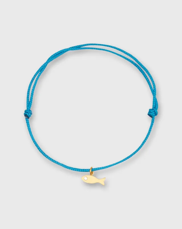 Small Precious Fish Charm Bracelet in Gold/Diamond/Assorted Color Cord made by Mashburn