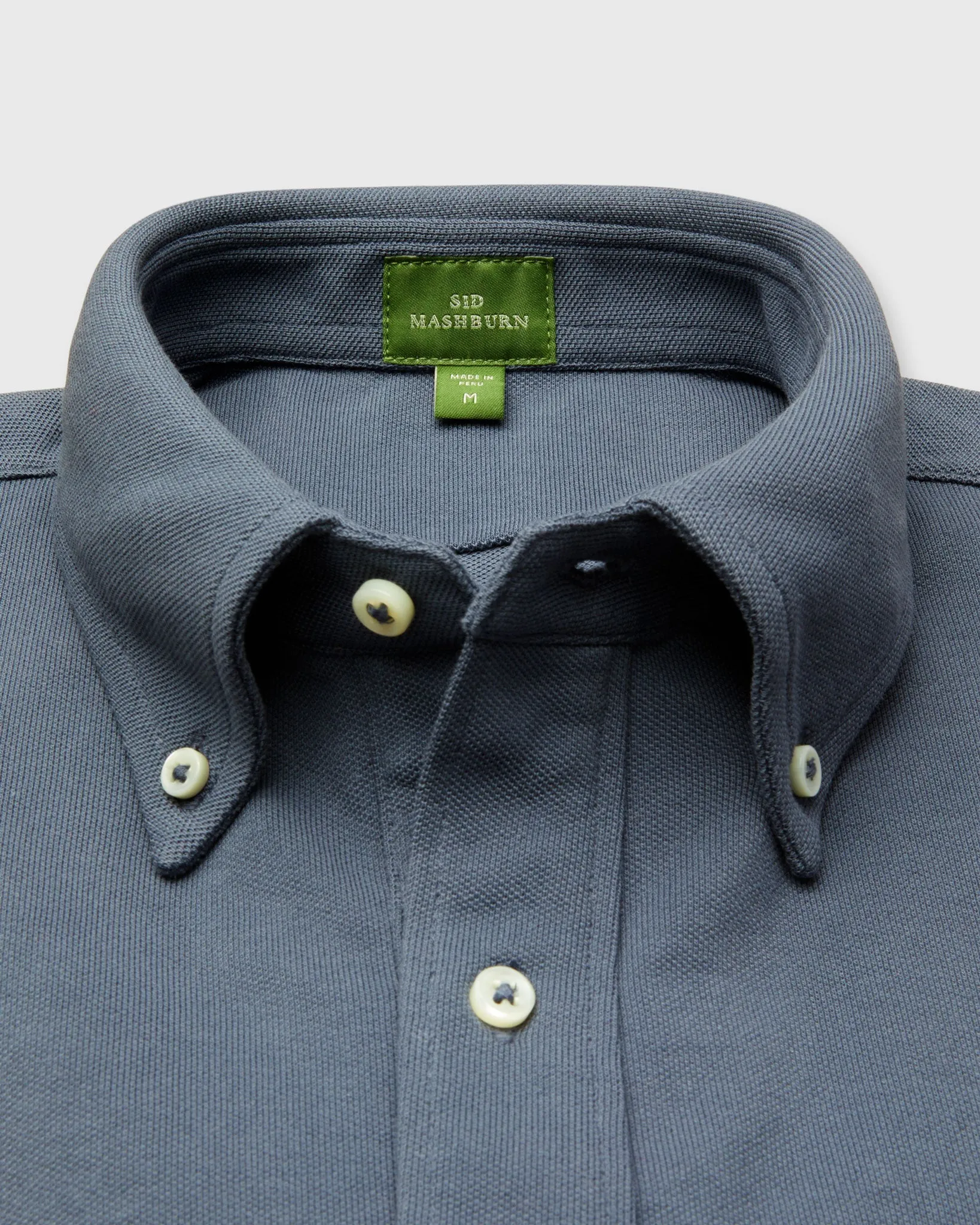Knit Button-Down Popover Shirt in Steel Blue Pima Pique sold by Mashburn product image thumbnail 3