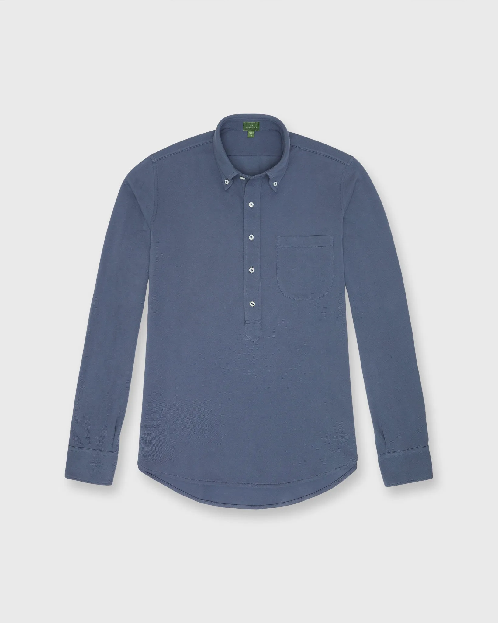 Knit Button-Down Popover Shirt in Steel Blue Pima Pique sold by Mashburn product image thumbnail 2
