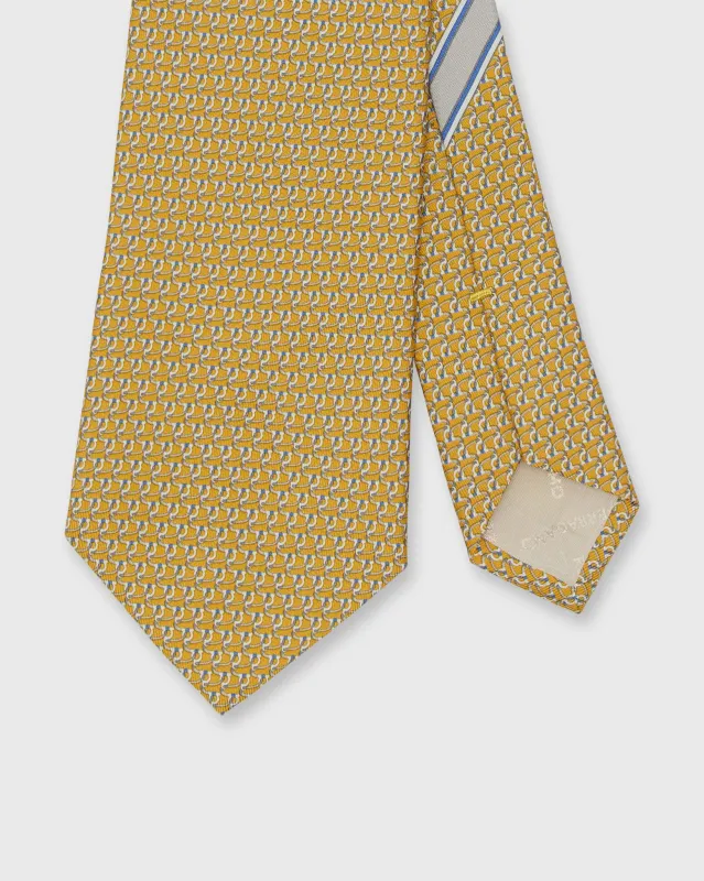 Silk Print Tie in Yellow Gancini Loop sold by Mashburn