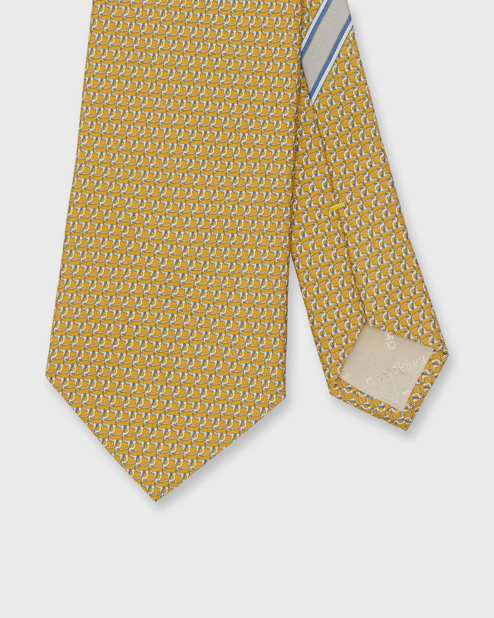 Silk Print Tie in Yellow Gancini Loop sold by Mashburn