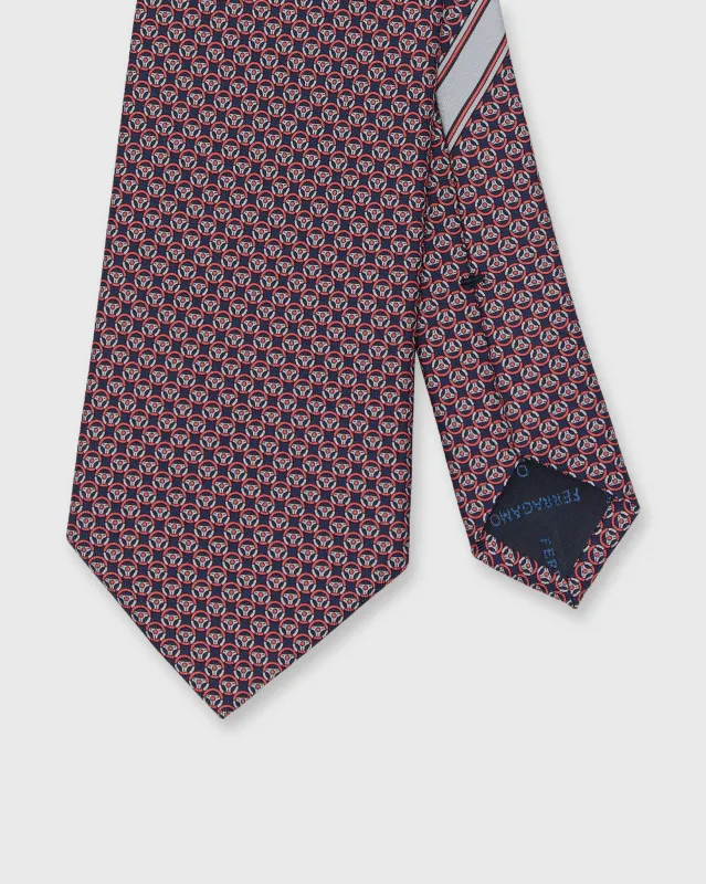 Silk Print Tie in Blue/Red Wheel sold by Mashburn