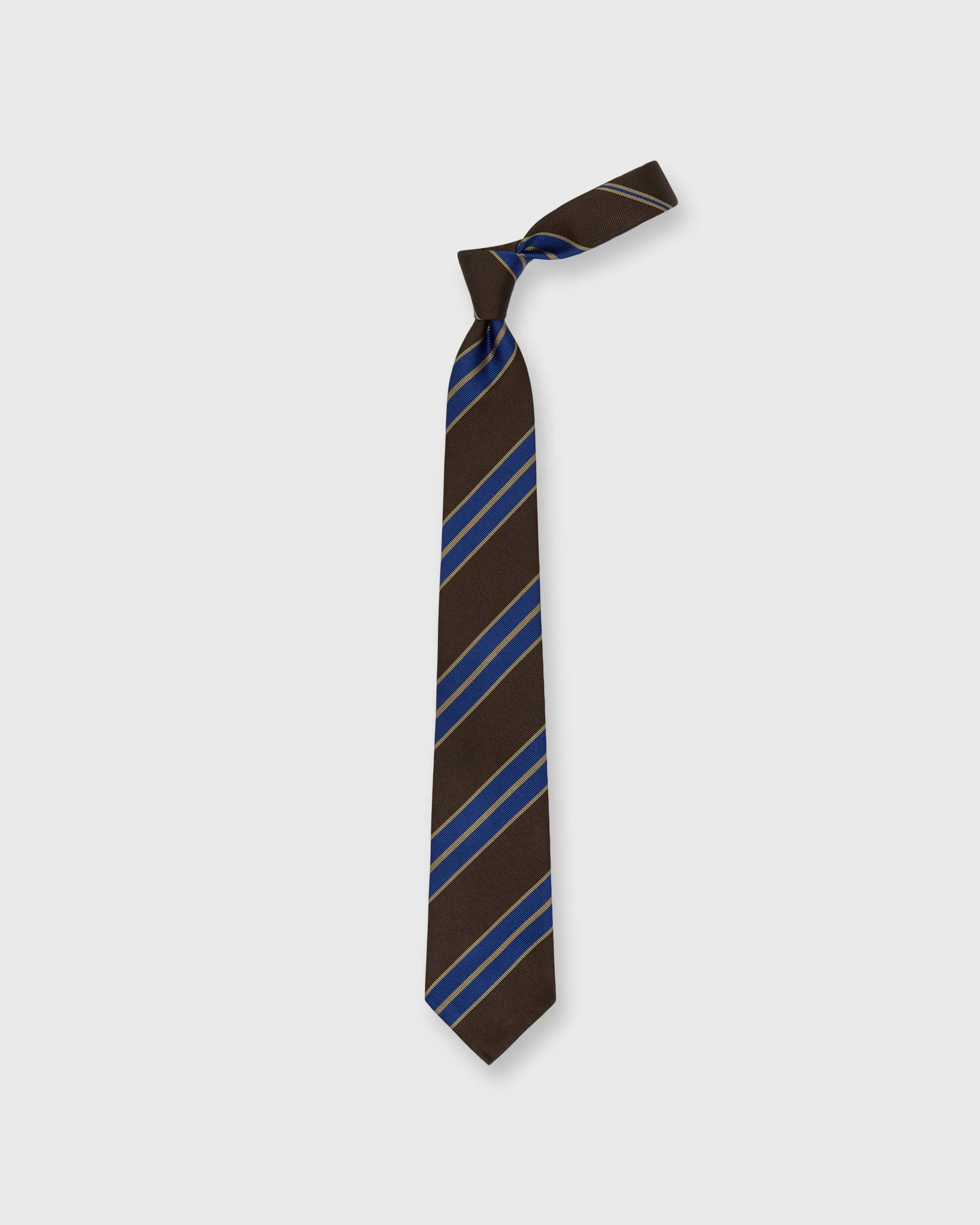 Silk Woven Tie in Brown/Purple/Khaki Stripe sold by Mashburn product image thumbnail 3