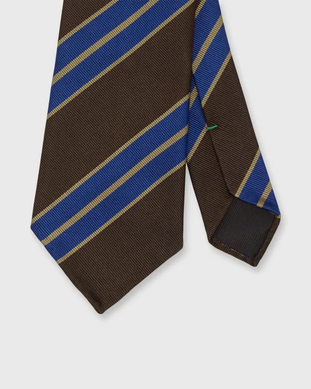 Silk Woven Tie in Brown/Purple/Khaki Stripe sold by Mashburn