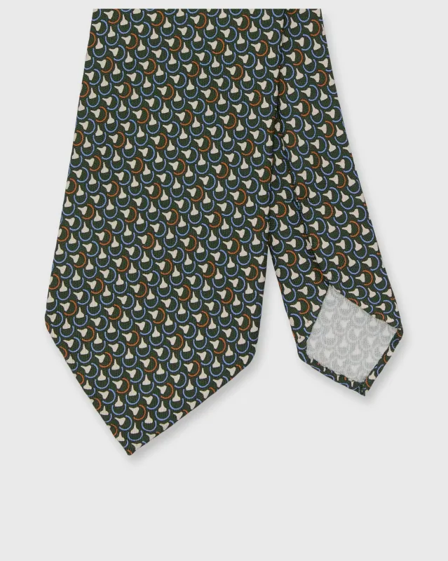 Silk Print Tie in Green/Sky/Orange Deco sold by Mashburn