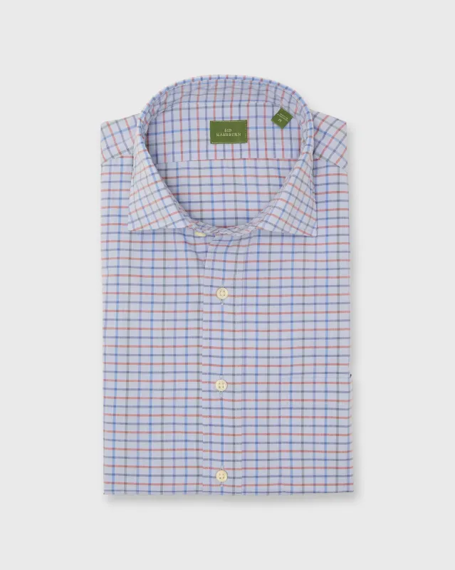Spread Collar Sport Shirt in Sky/Red/Green Tattersall Poplin sold by Mashburn