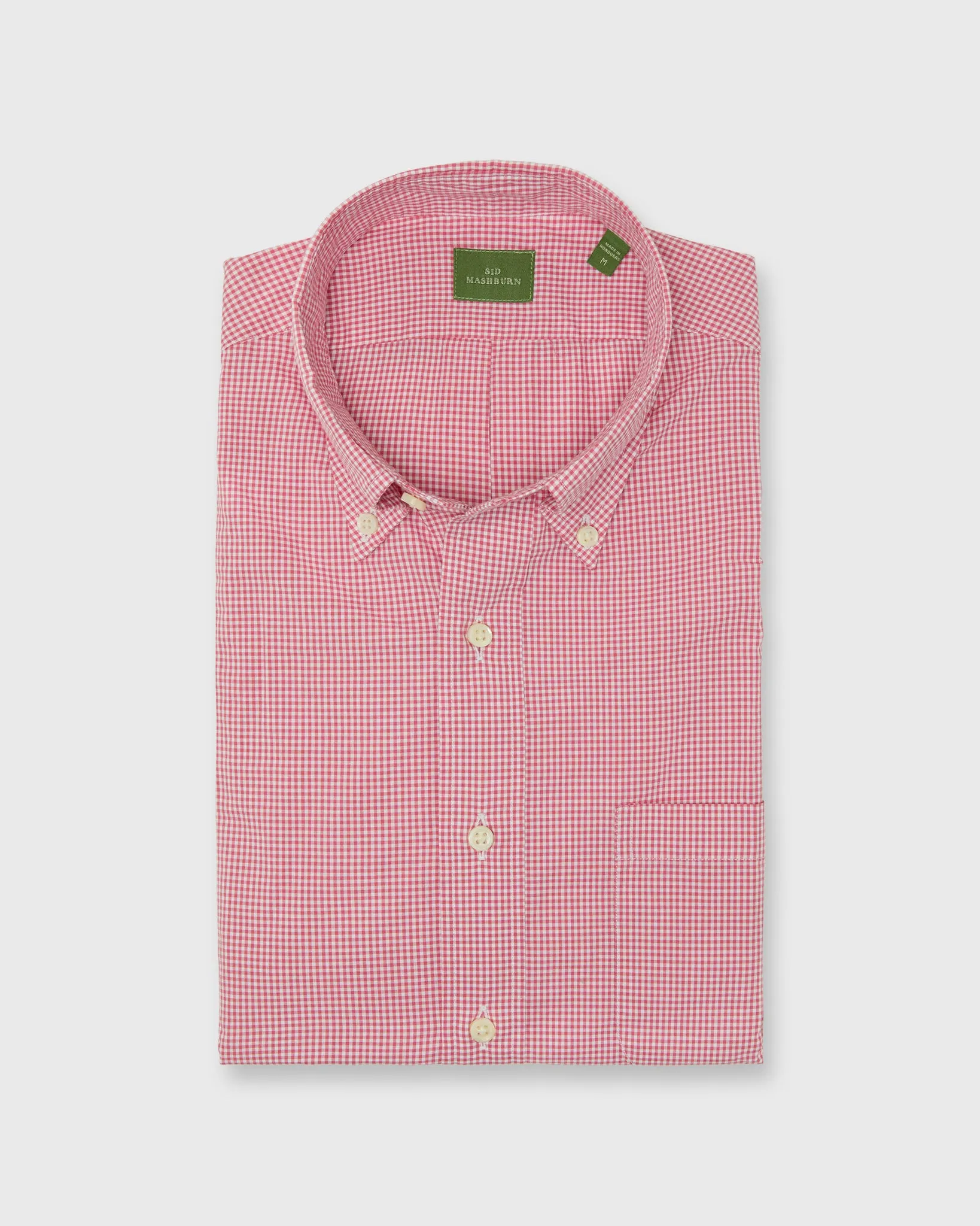 Button-Down Sport Shirt in Red Micro Gingham Poplin sold by Mashburn