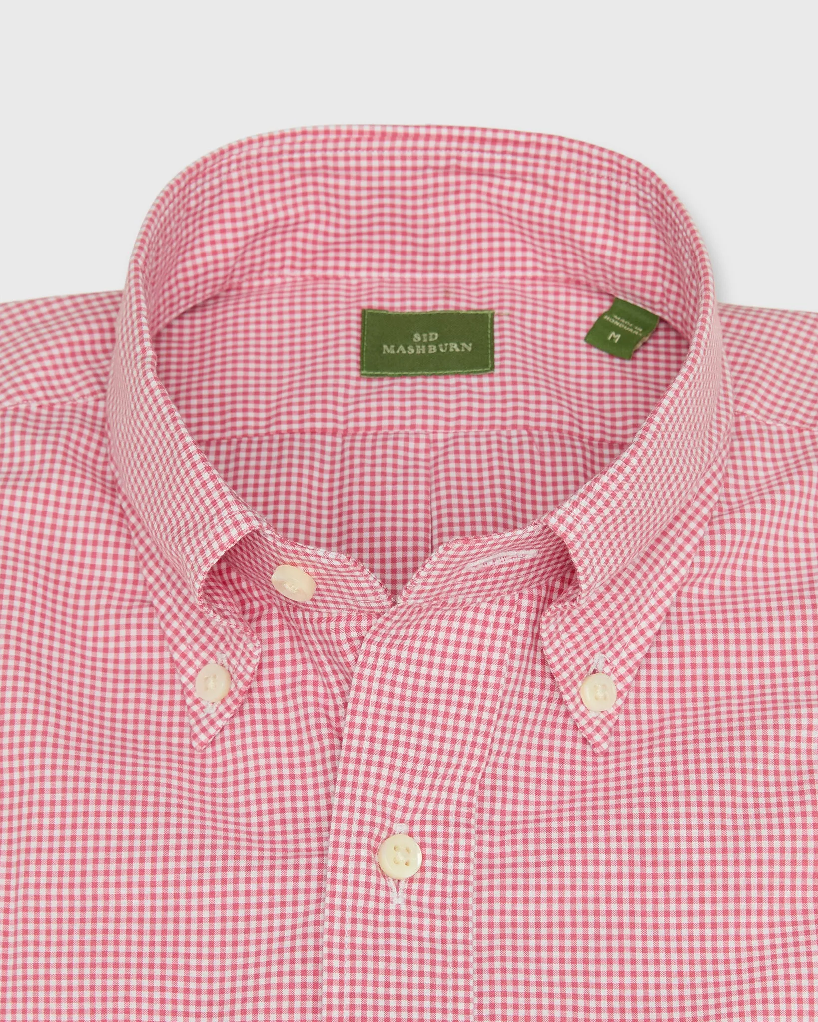 Button-Down Sport Shirt in Red Micro Gingham Poplin sold by Mashburn product image thumbnail 2