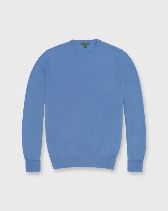 Fine-Gauge Crewneck Sweater in French Blue Escorial Wool sold by Mashburn