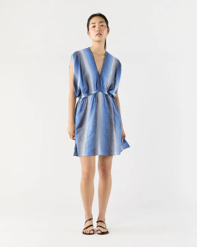 Alem Plunge Dress in Feven Blue made by lemlem