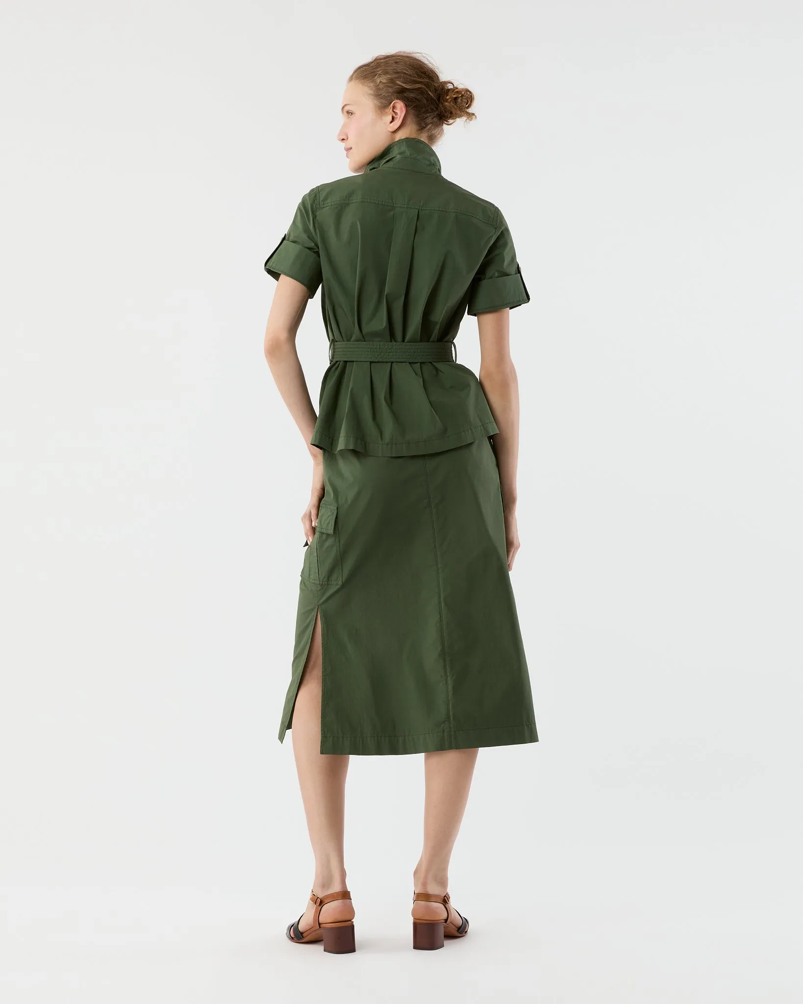 Short-Sleeved Tess Safari Shirt in Military Paperweight Stretch Poplin sold by Mashburn product image thumbnail 4