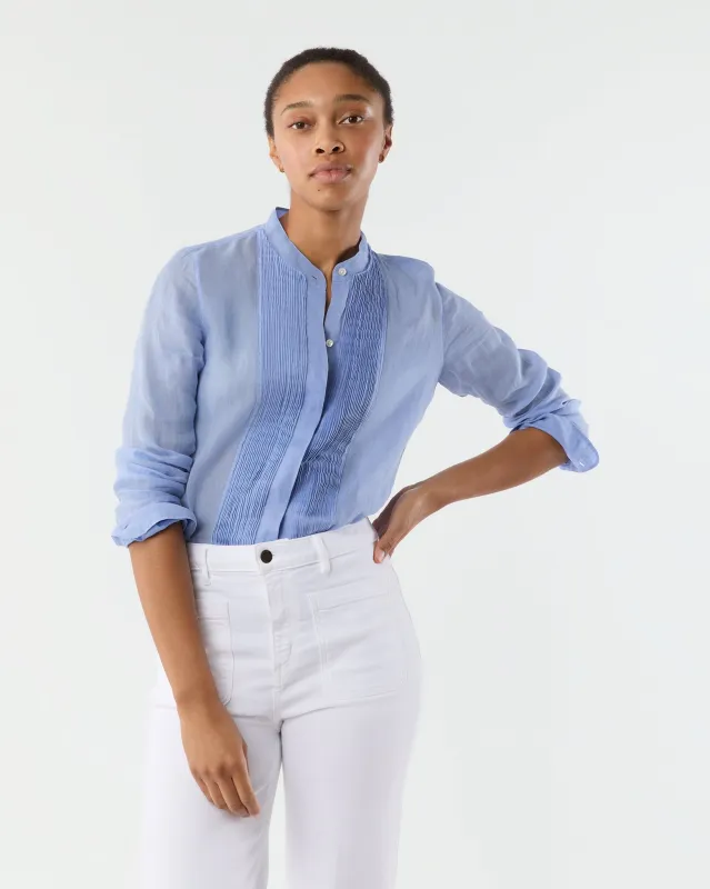 Alden Shirt in Cornflower Featherweight Ramie sold by Mashburn
