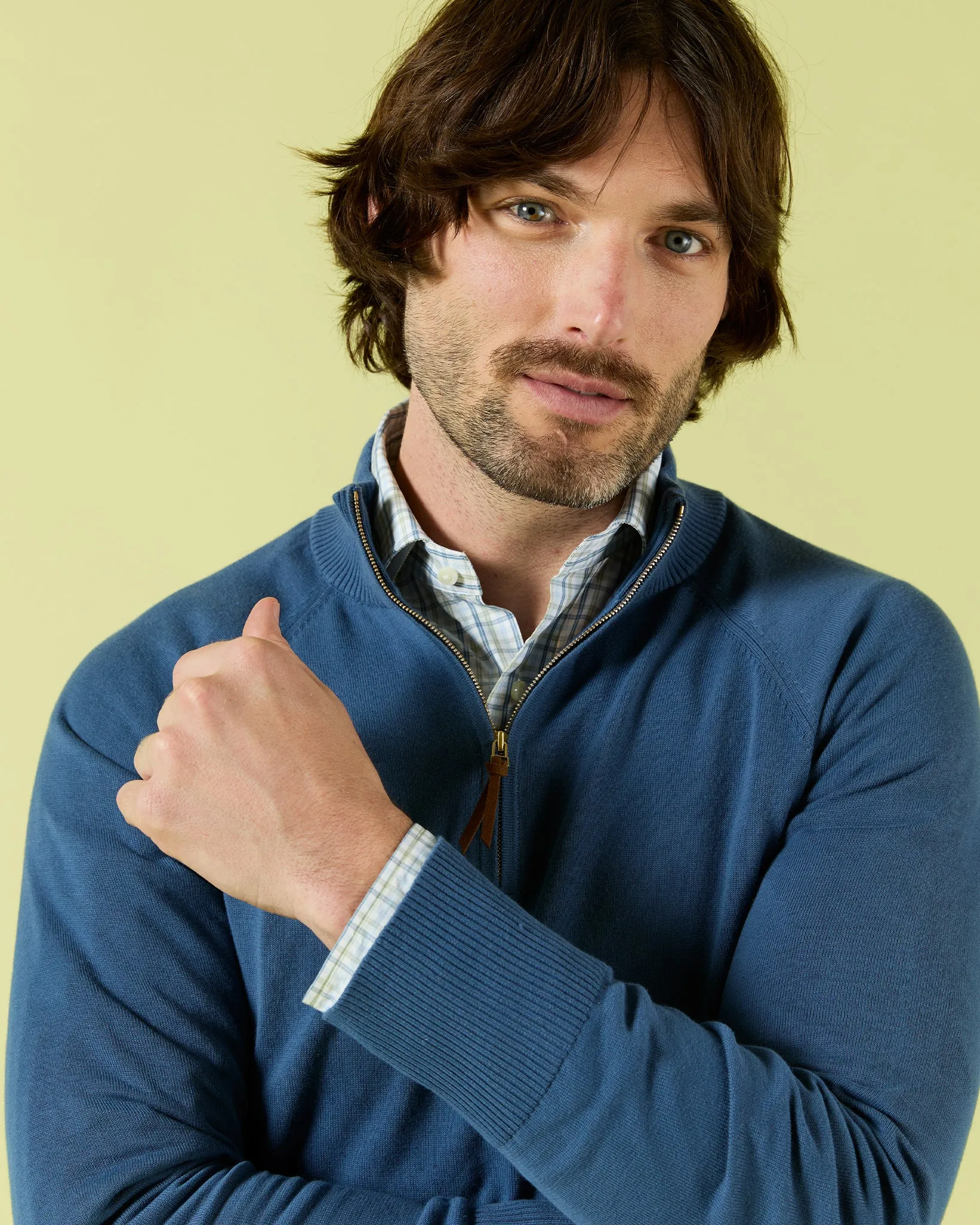 Half-Zip Sweater in Petrol Cotton sold by Mashburn product image thumbnail 2
