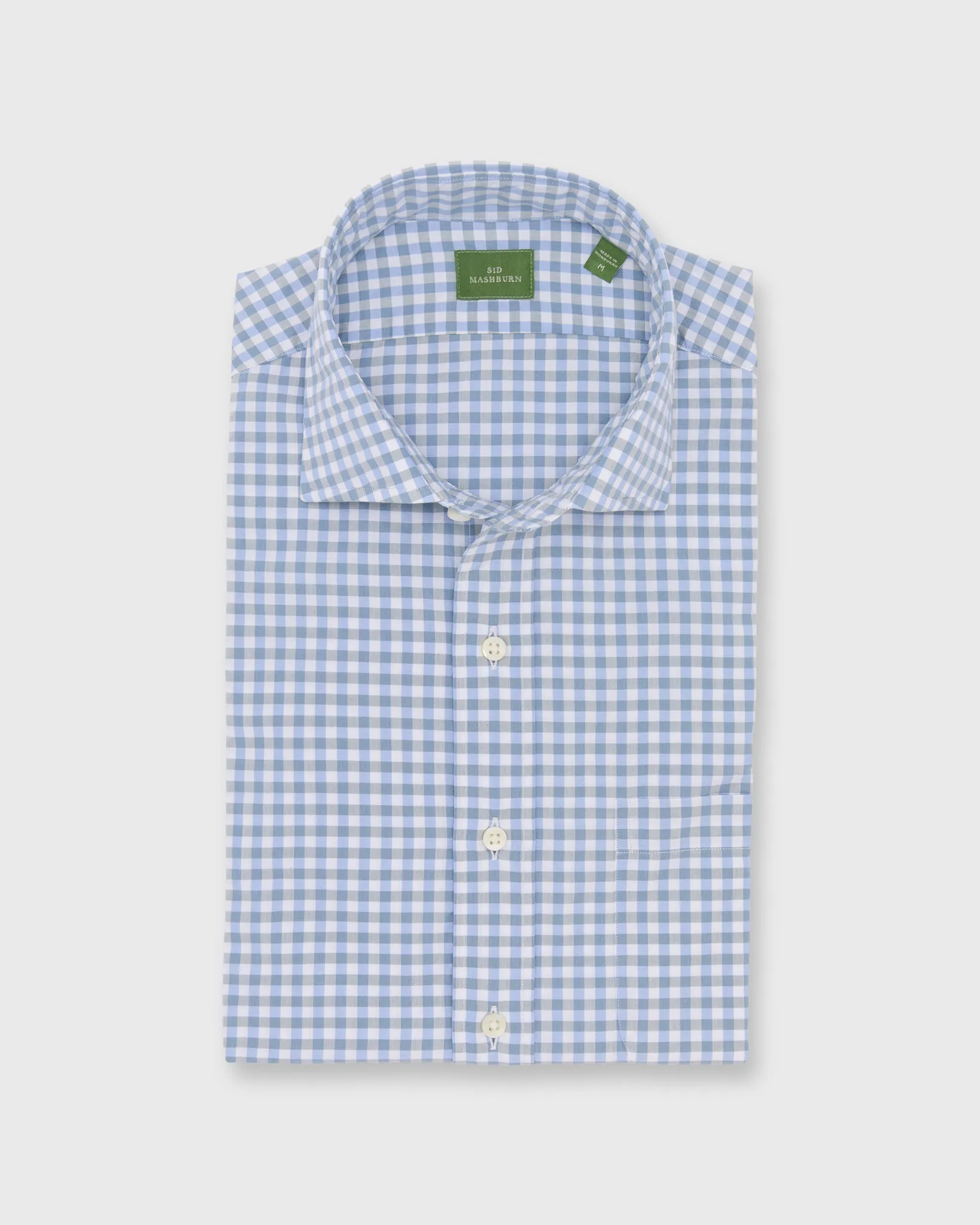 Spread Collar Sport Shirt in Coastal Gingham Poplin sold by Mashburn