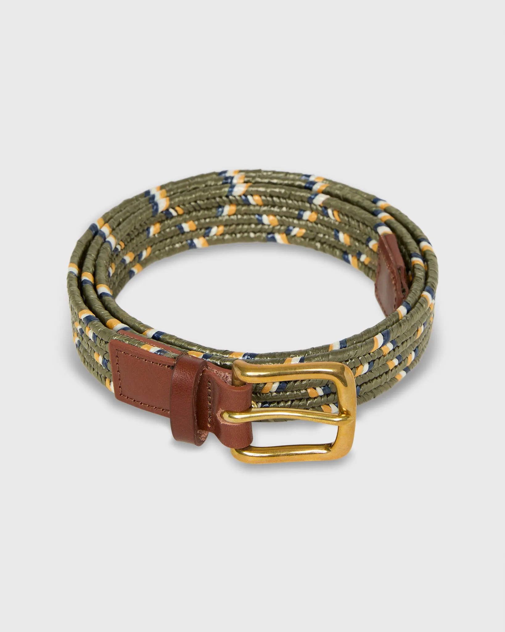1" Raffia Belt in Olive/Gold/Bone sold by Mashburn