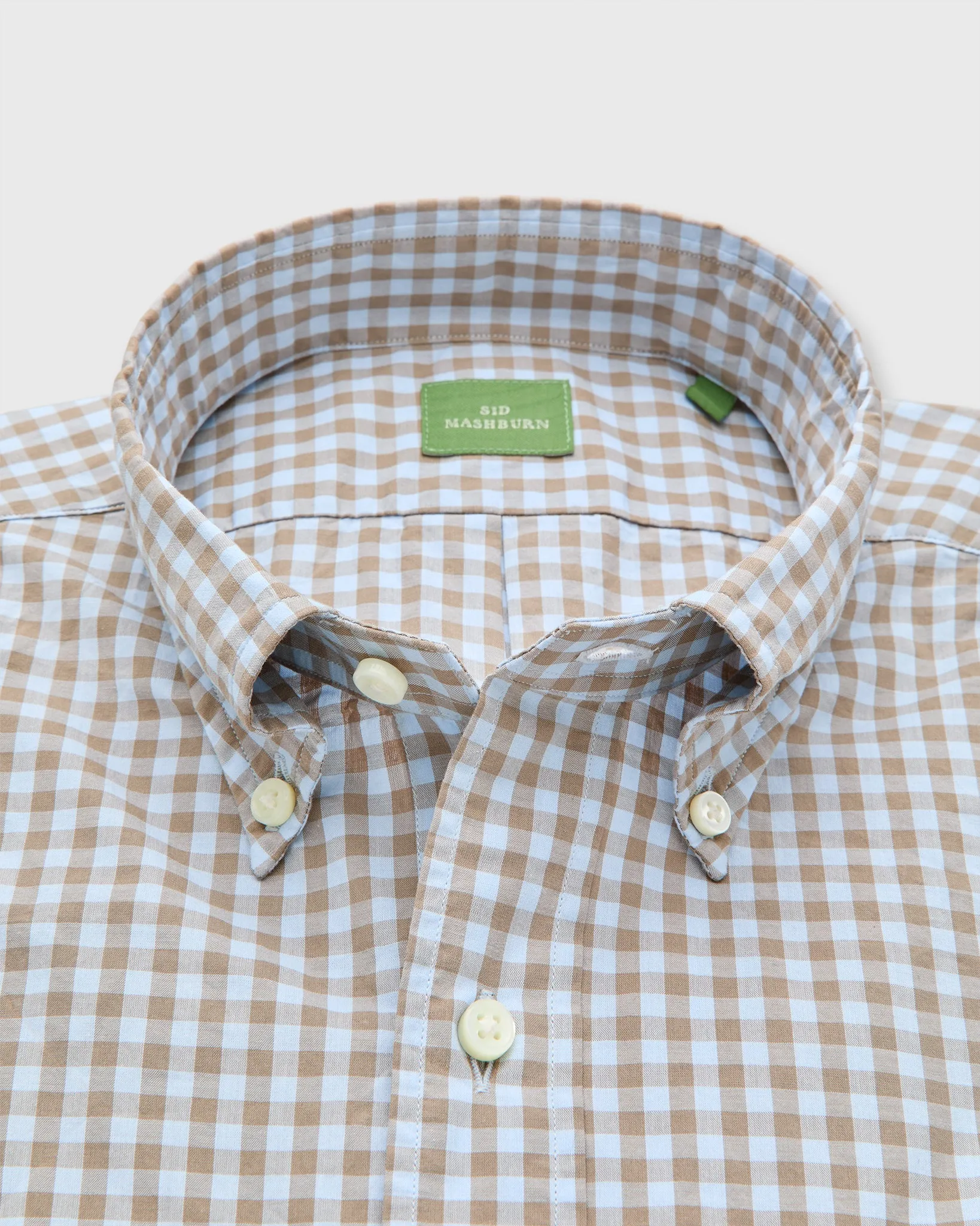 Button-Down Sport Shirt in Sky/Brown Gingham Poplin sold by Mashburn product image thumbnail 2