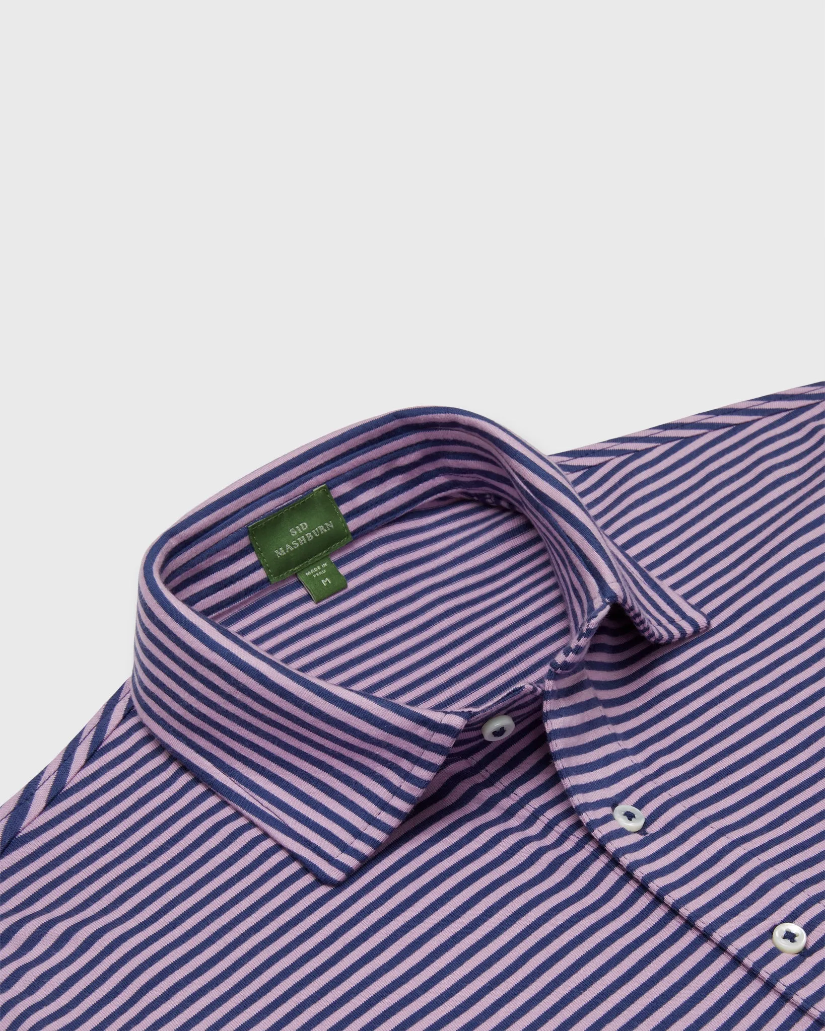 Short-Sleeved Polo in Ink/Orchid Stripe Jersey sold by Mashburn product image thumbnail 2