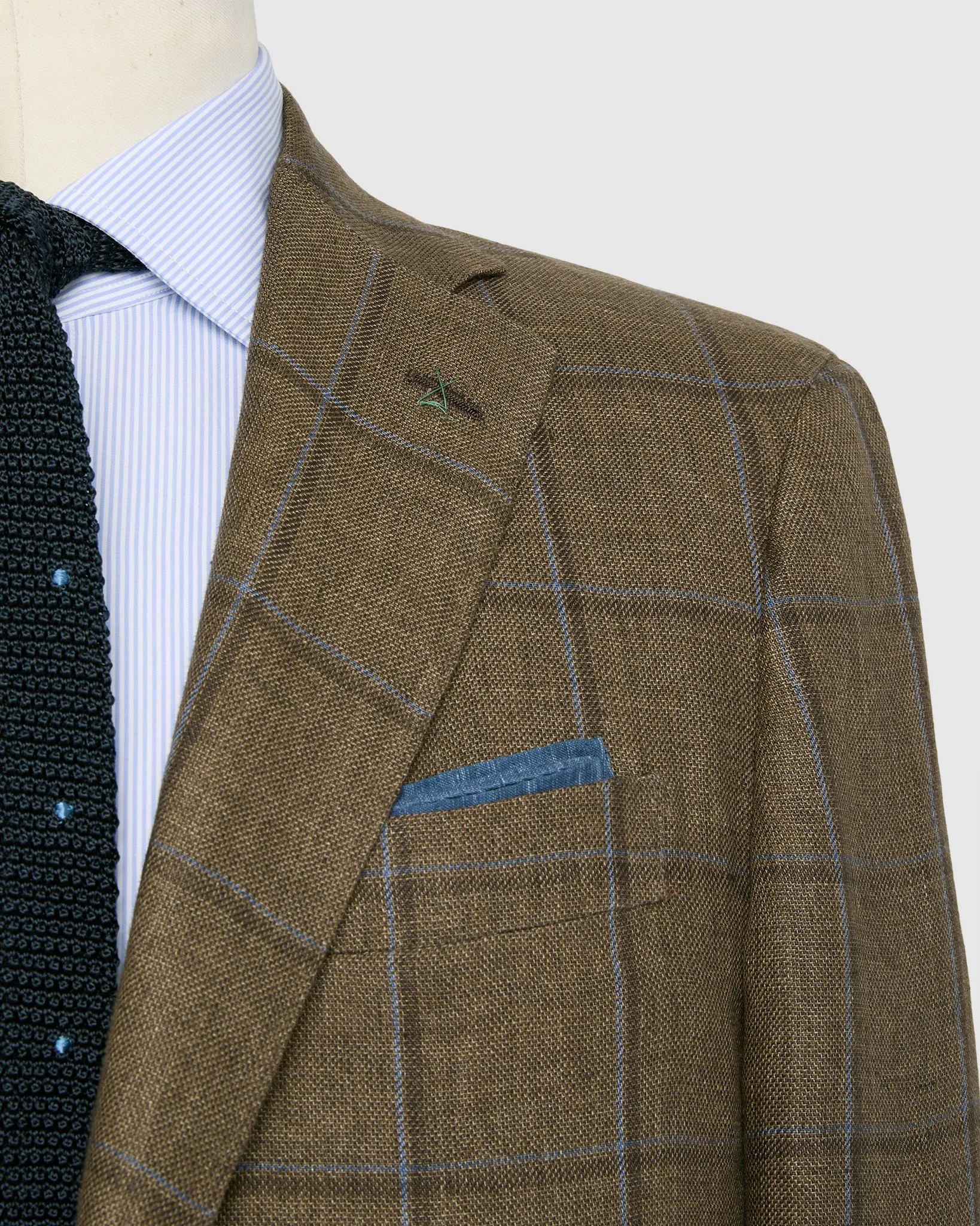 Virgil No. 4 Jacket in Brown/Blue Plaid Linen Hopsack sold by Mashburn product image thumbnail 2