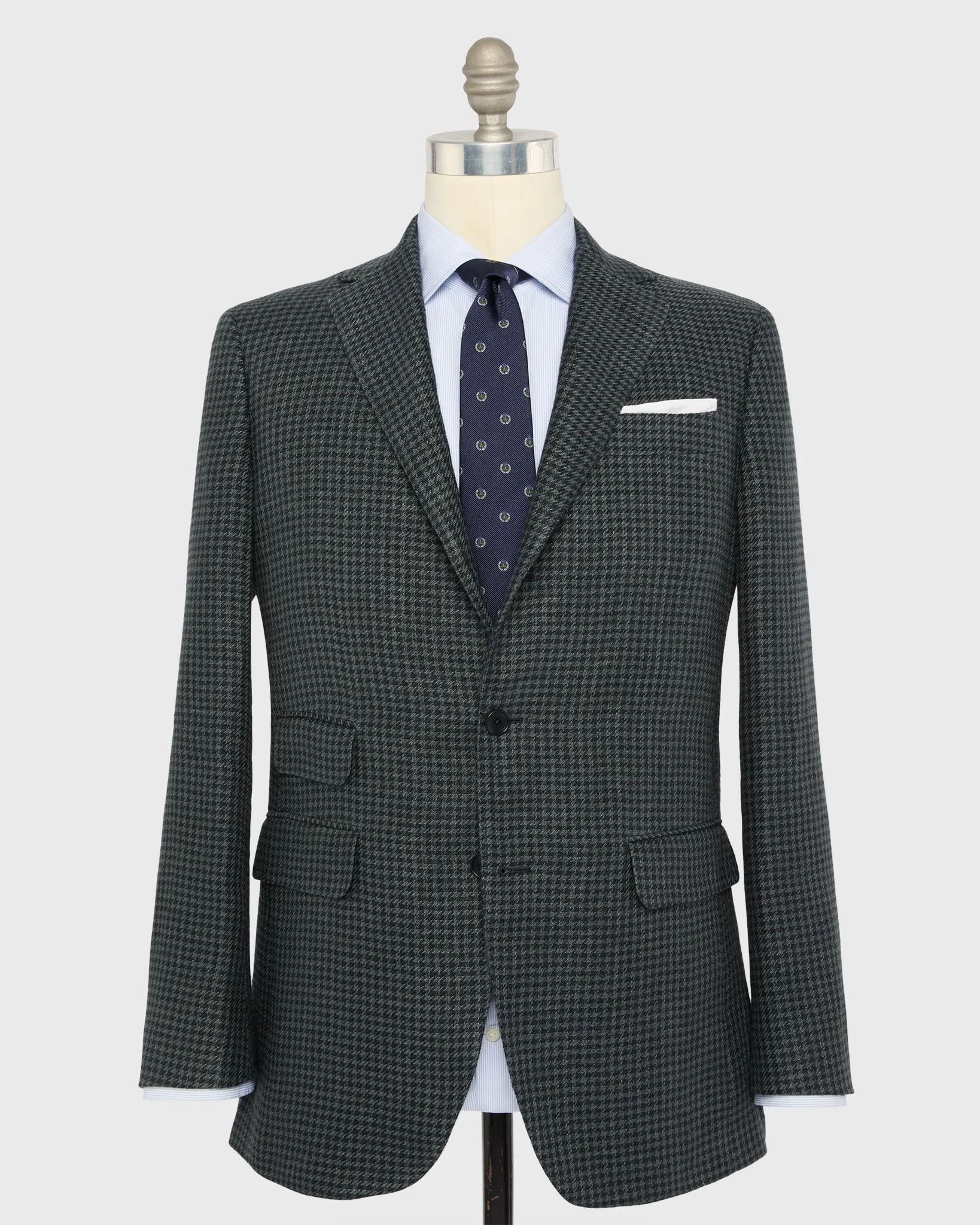 Virgil No. 2 Jacket in Olive/Navy Houndstooth Hopsack sold by Mashburn