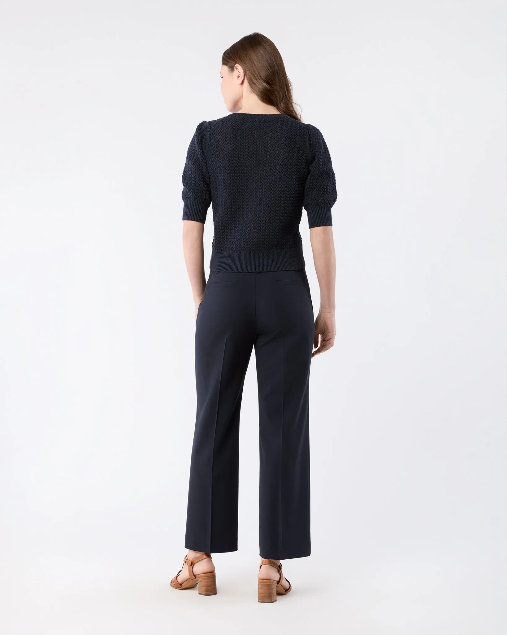 Giselle Sweater in Navy Textured Cotton/Linen sold by Mashburn product image thumbnail 5
