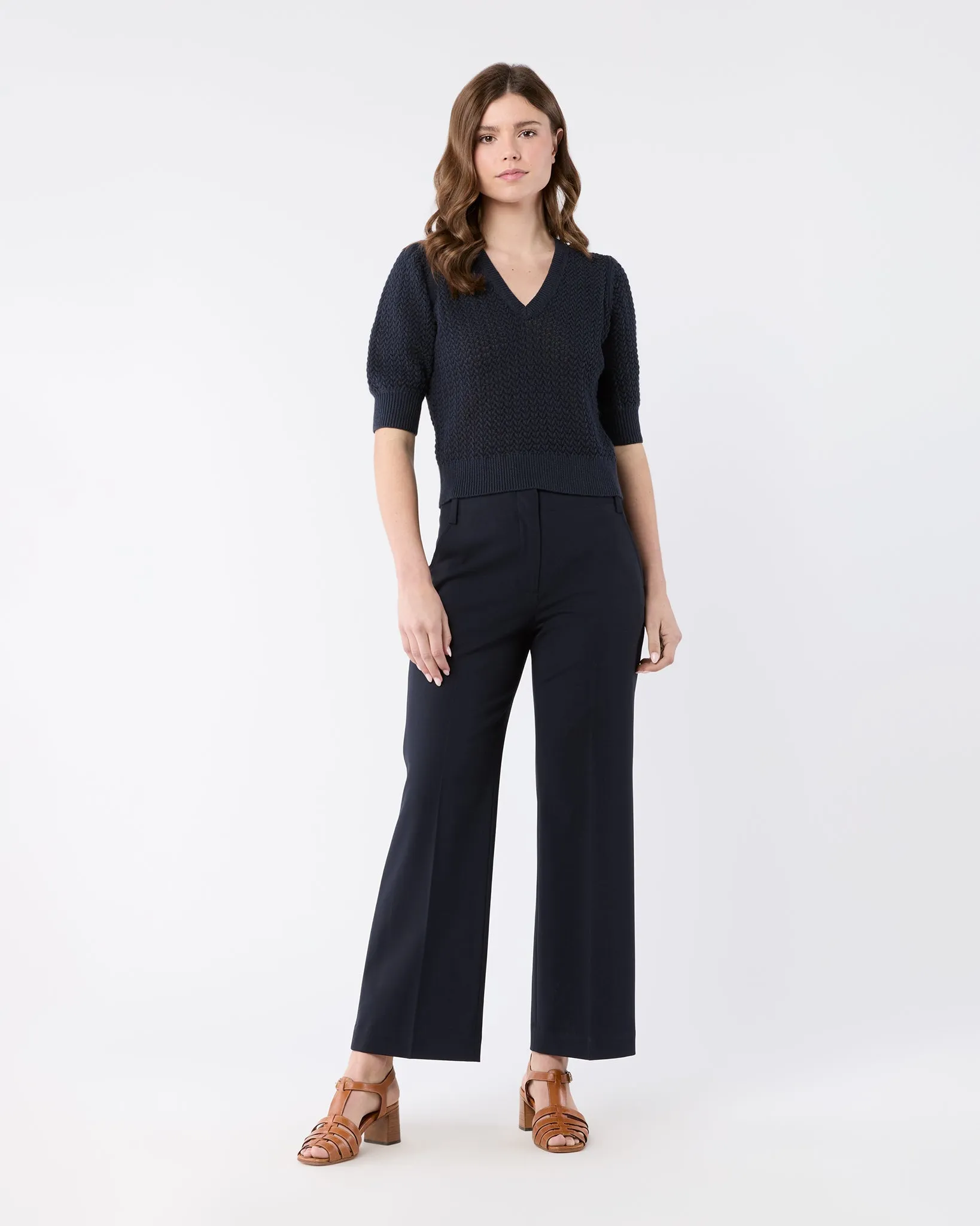 Giselle Sweater in Navy Textured Cotton/Linen sold by Mashburn product image thumbnail 3