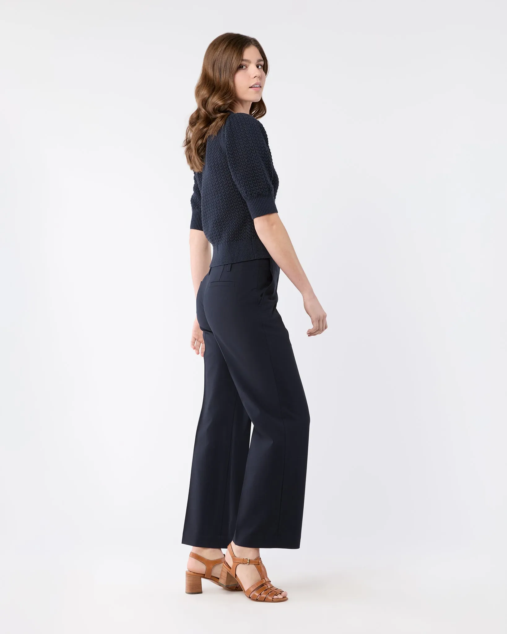 Giselle Sweater in Navy Textured Cotton/Linen sold by Mashburn product image thumbnail 4