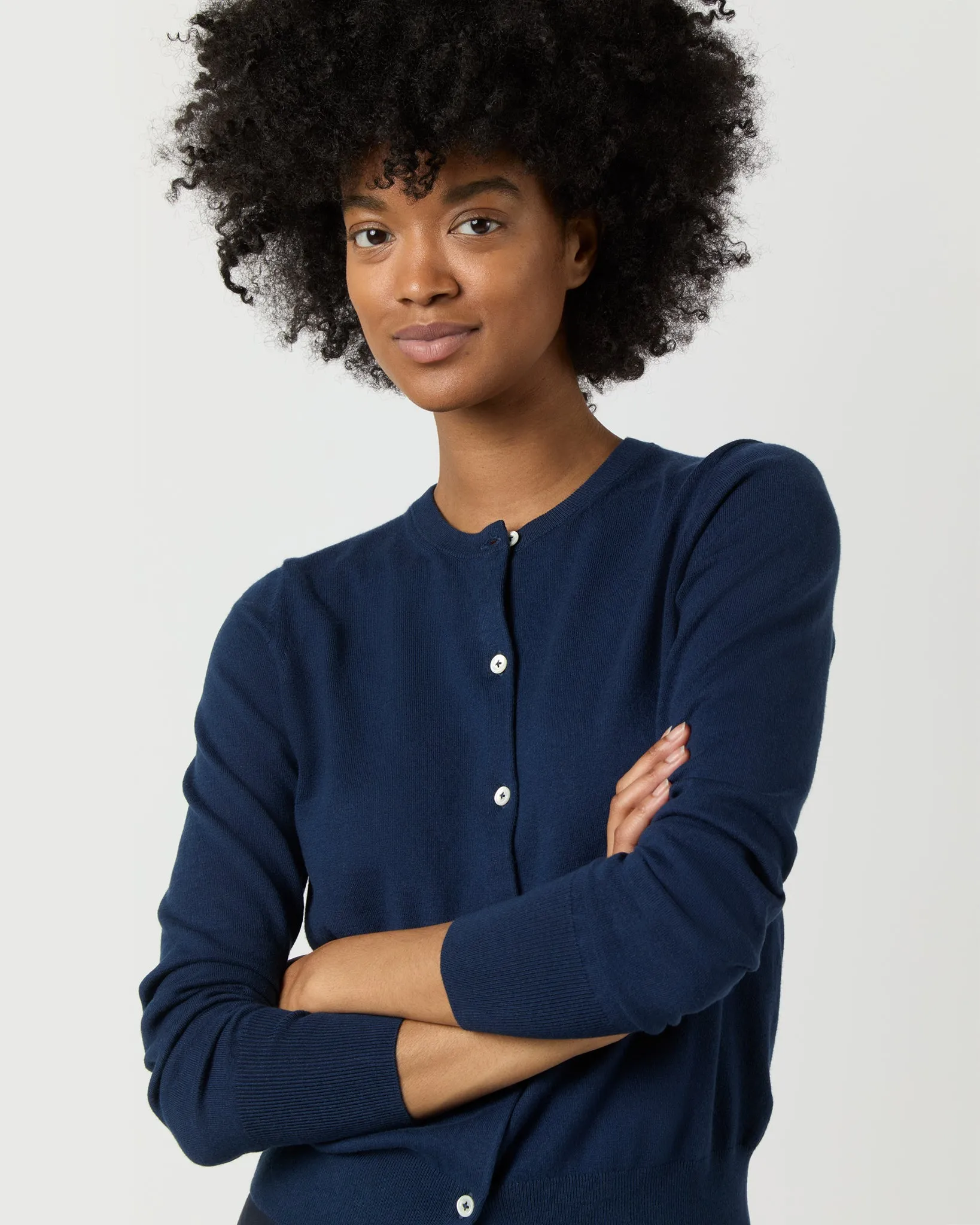 Rosie Cardigan in Navy Cotton/Silk sold by Mashburn product image thumbnail 4