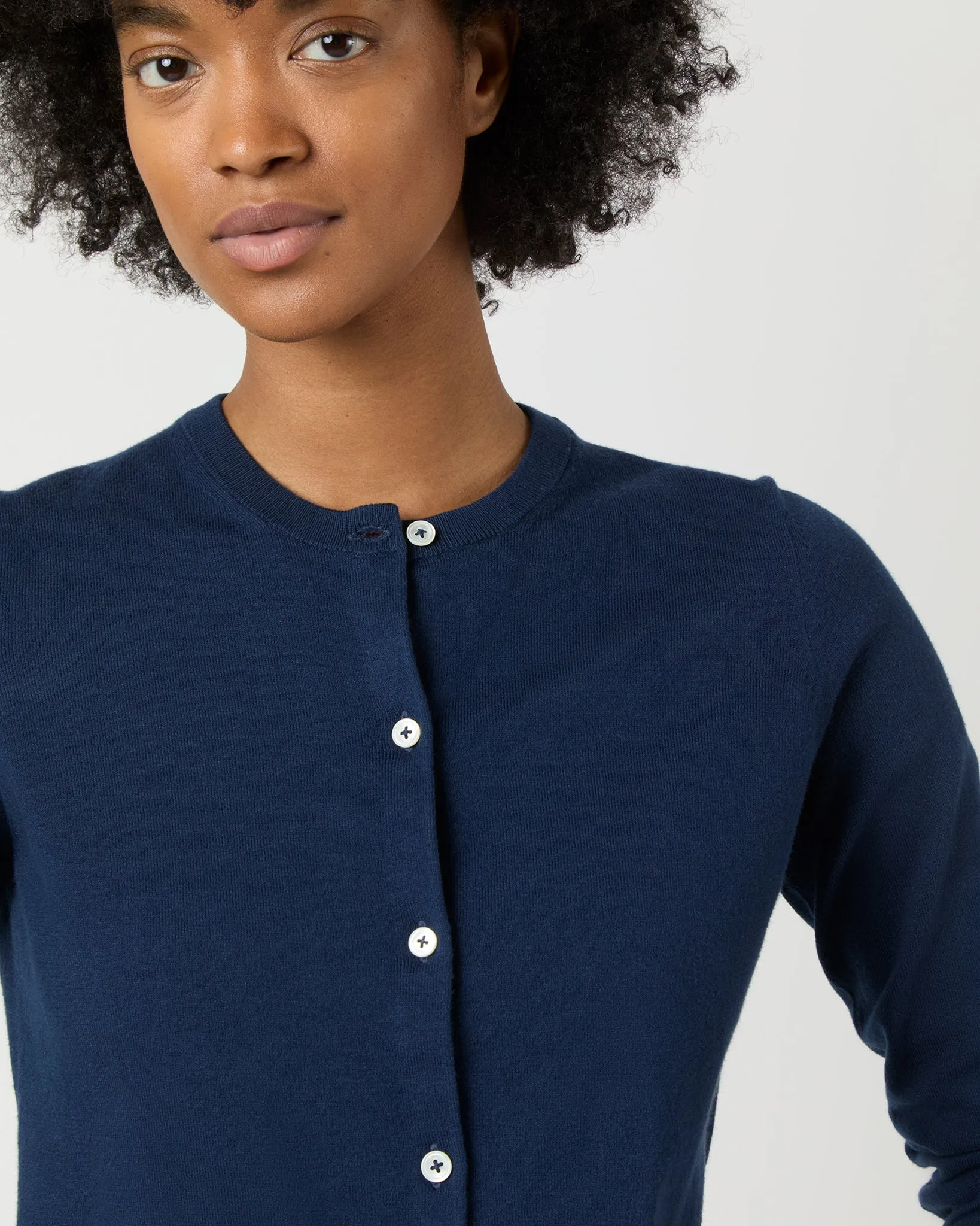 Rosie Cardigan in Navy Cotton/Silk sold by Mashburn product image thumbnail 2