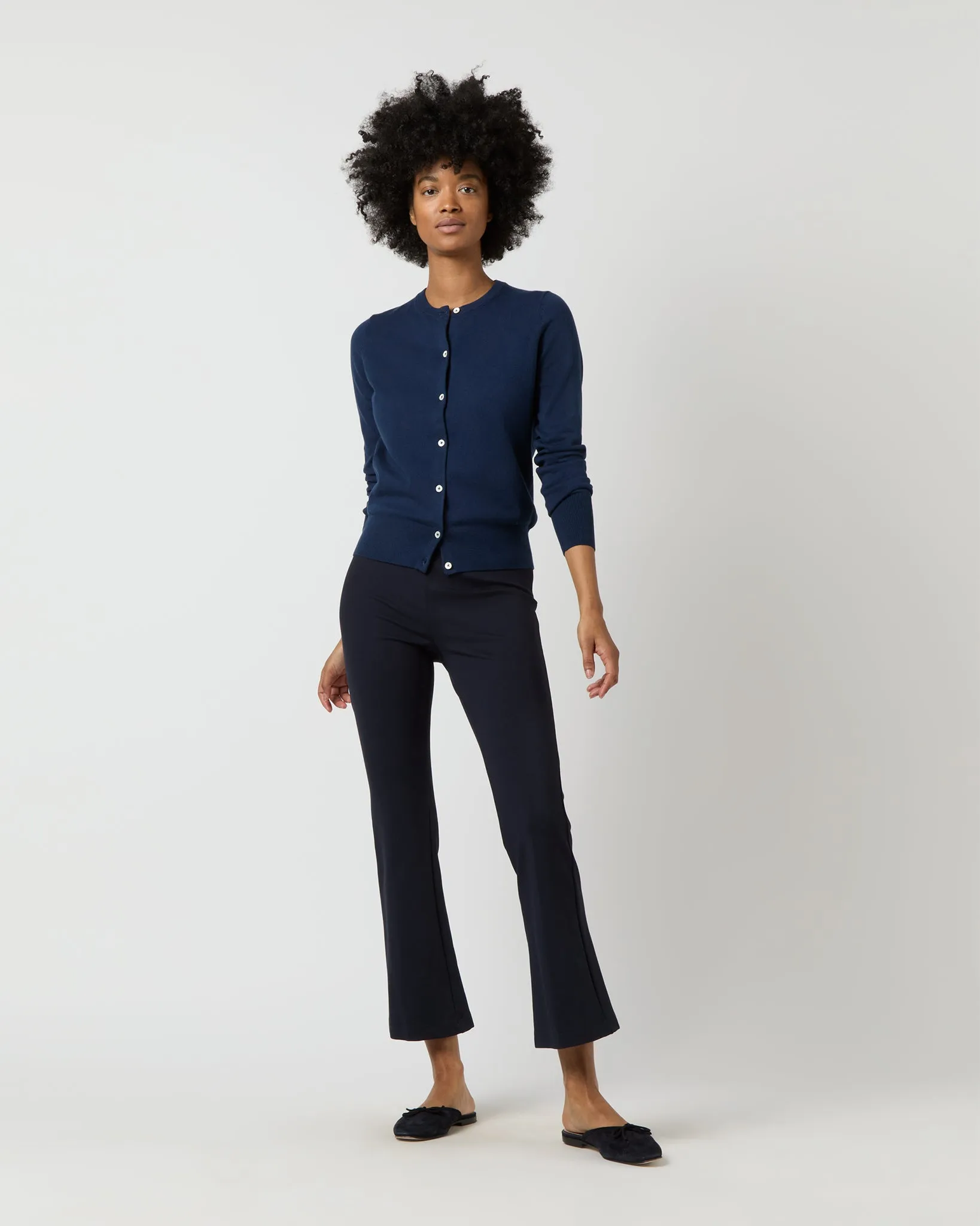 Rosie Cardigan in Navy Cotton/Silk sold by Mashburn product image thumbnail 3