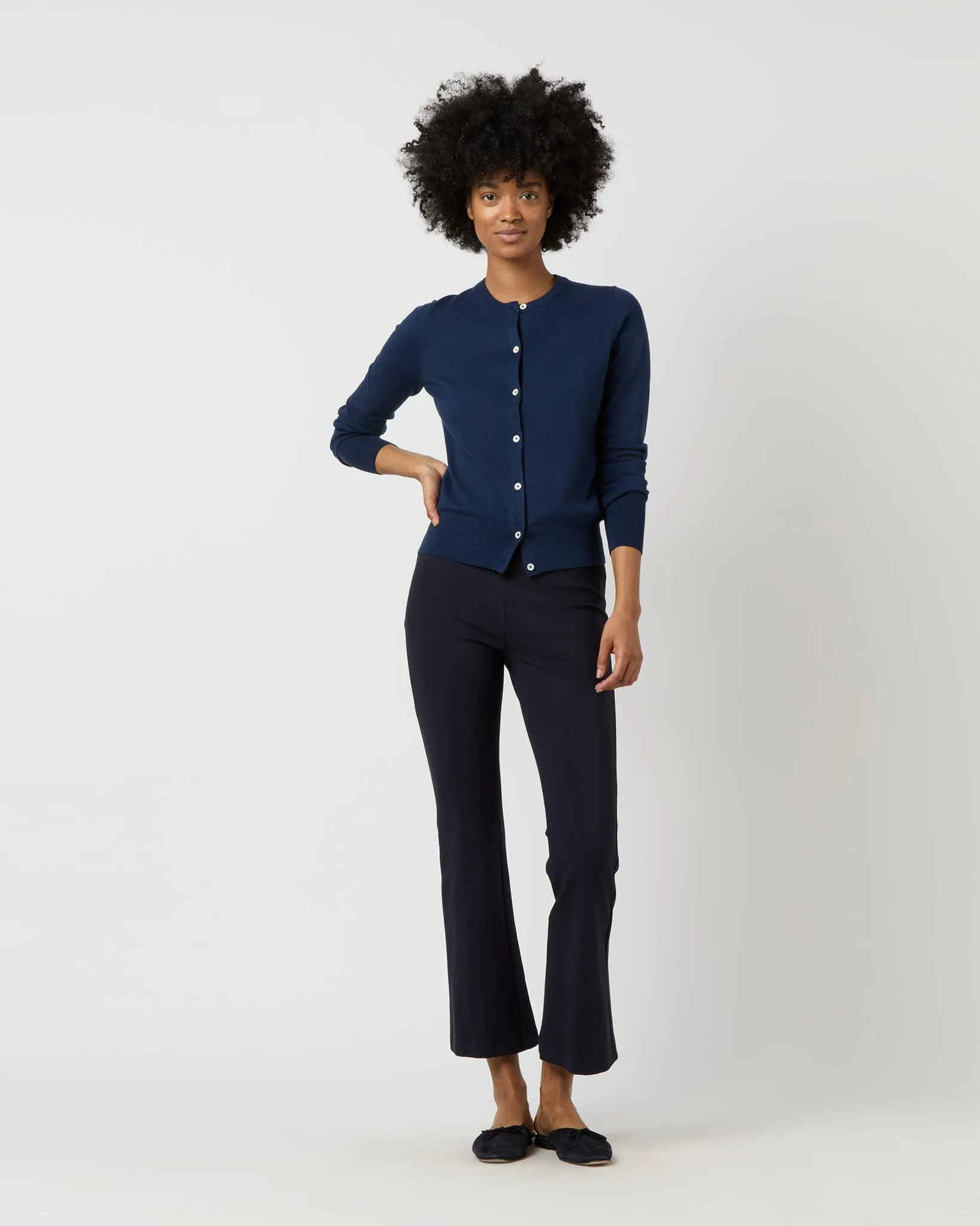 Rosie Cardigan in Navy Cotton/Silk sold by Mashburn product image thumbnail 5