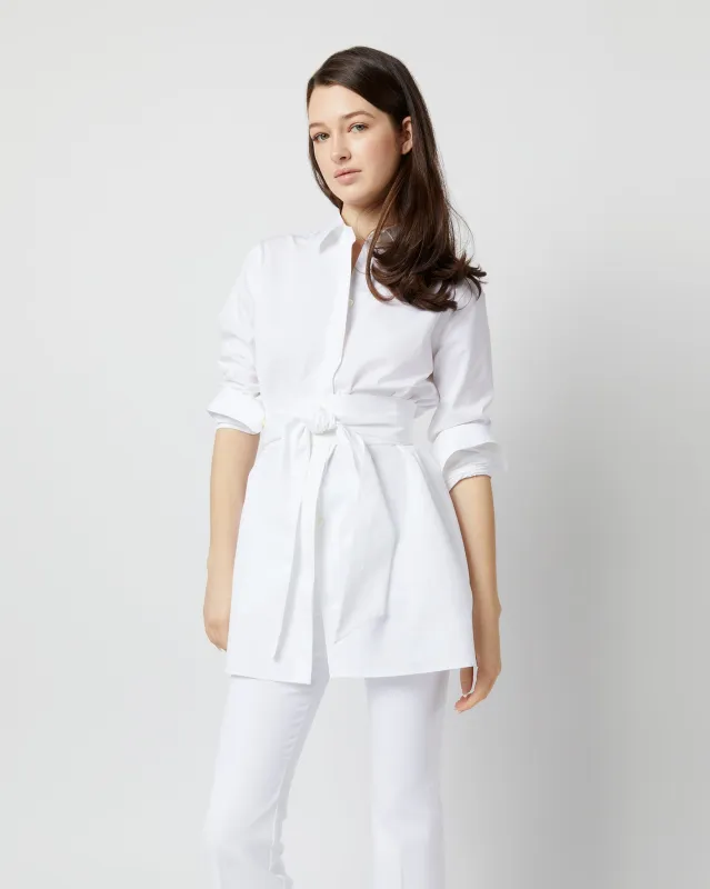 Gabrielle Tie Tunic in White Poplin sold by Mashburn