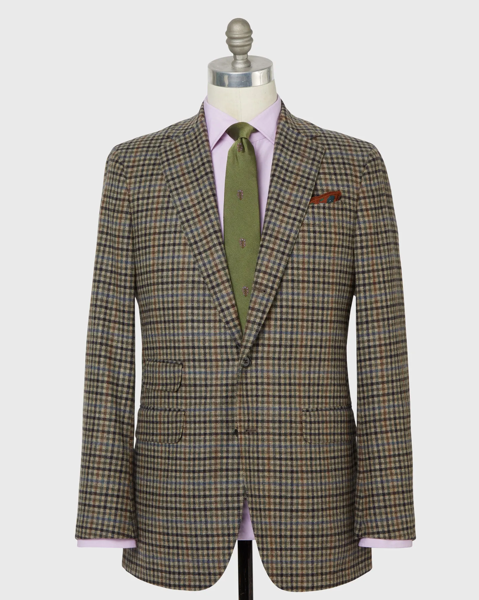 Virgil No. 2 Jacket in Oat/Sage/Blue Check Tweed sold by Mashburn