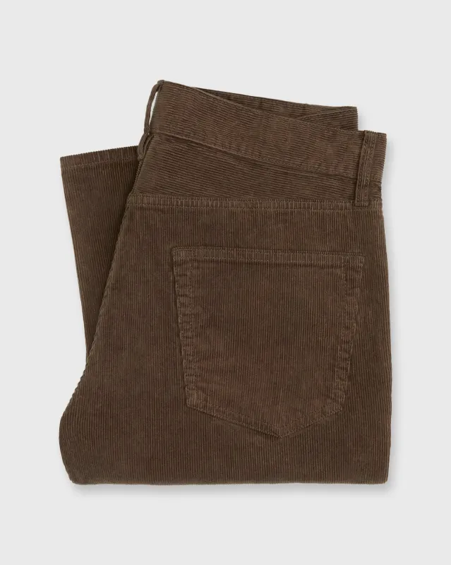 Slim Straight 5-Pocket Pant in Chocolate Garment-Dyed Corduroy made by Sid Mashburn