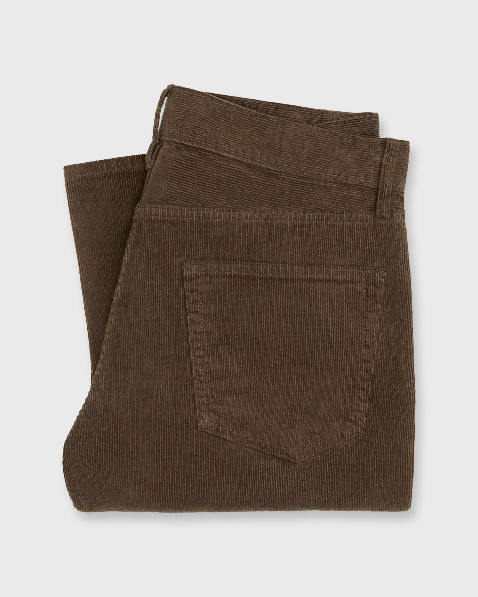 Slim Straight 5-Pocket Pant in Chocolate Garment-Dyed Corduroy sold by Mashburn
