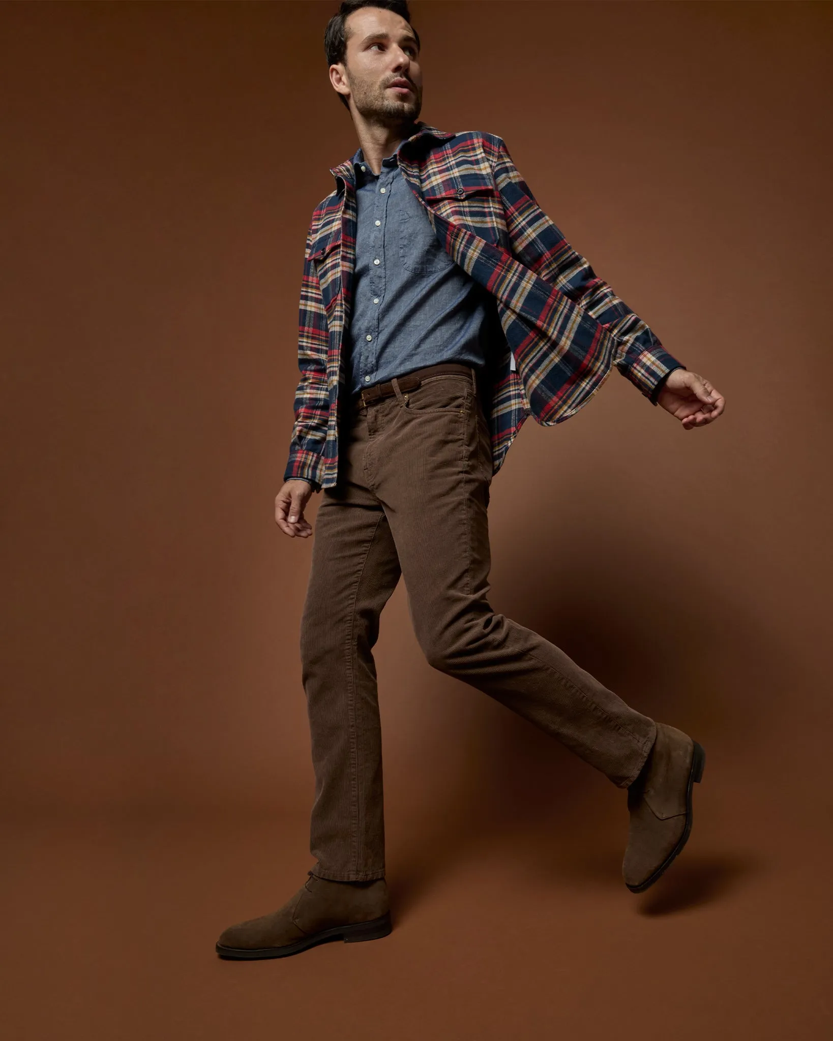 Slim Straight 5-Pocket Pant in Chocolate Garment-Dyed Corduroy sold by Mashburn product image thumbnail 2
