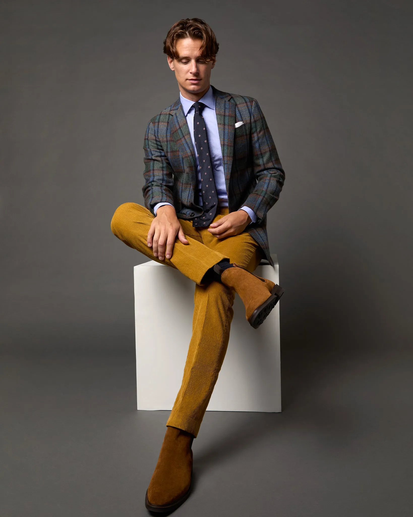 Virgil No. 2 Jacket in Blue/Green/Merlot Blanket Plaid Tweed sold by Mashburn product image thumbnail 2