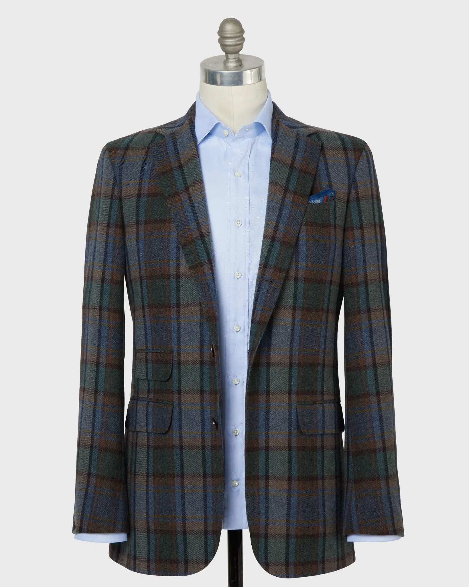 Virgil No. 2 Jacket in Blue/Green/Merlot Blanket Plaid Tweed sold by Mashburn product image thumbnail 4
