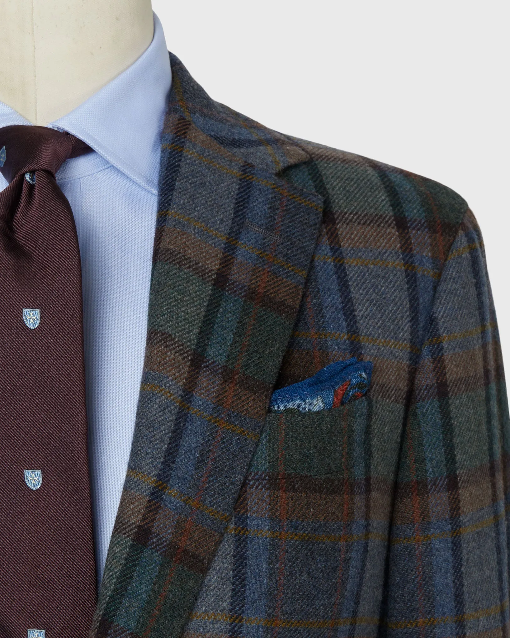 Virgil No. 2 Jacket in Blue/Green/Merlot Blanket Plaid Tweed sold by Mashburn product image thumbnail 3