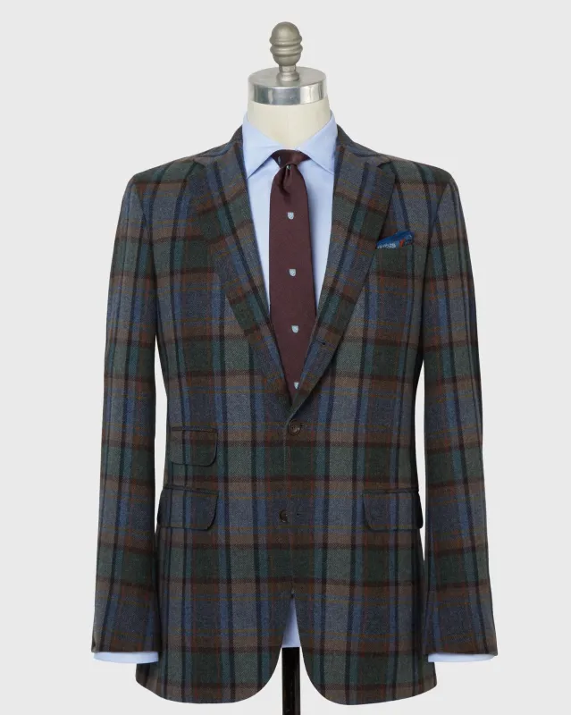 Virgil No. 2 Jacket in Blue/Green/Merlot Blanket Plaid Tweed sold by Mashburn