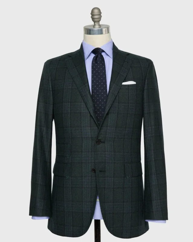 Virgil No. 4 Suit in Spruce/Navy Plaid Flannel sold by Mashburn