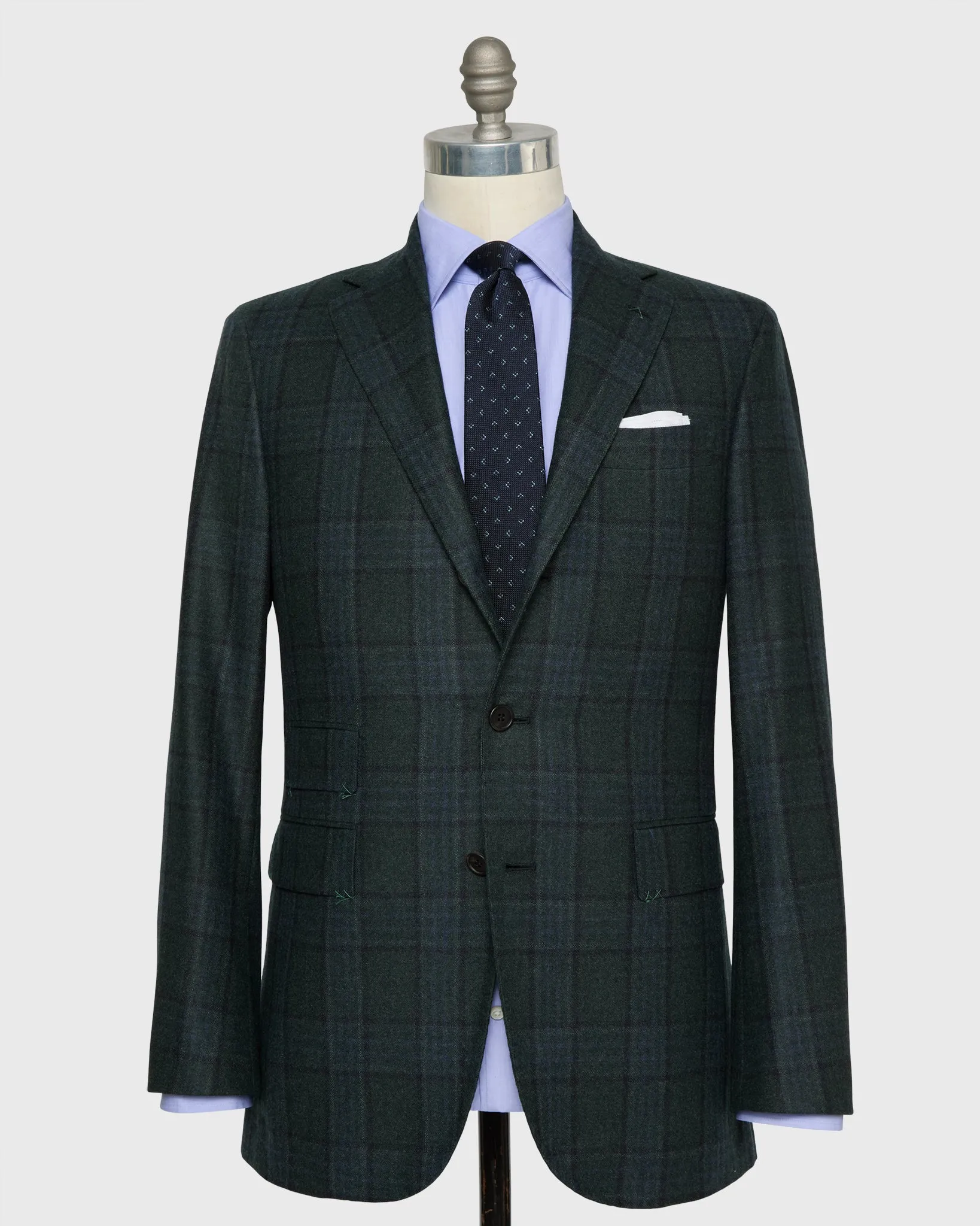 Virgil No. 4 Suit in Spruce/Navy Plaid Flannel sold by Mashburn