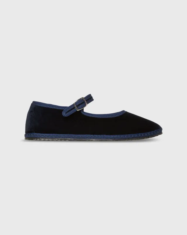 Mary Jane Slippers in Blue sold by Mashburn